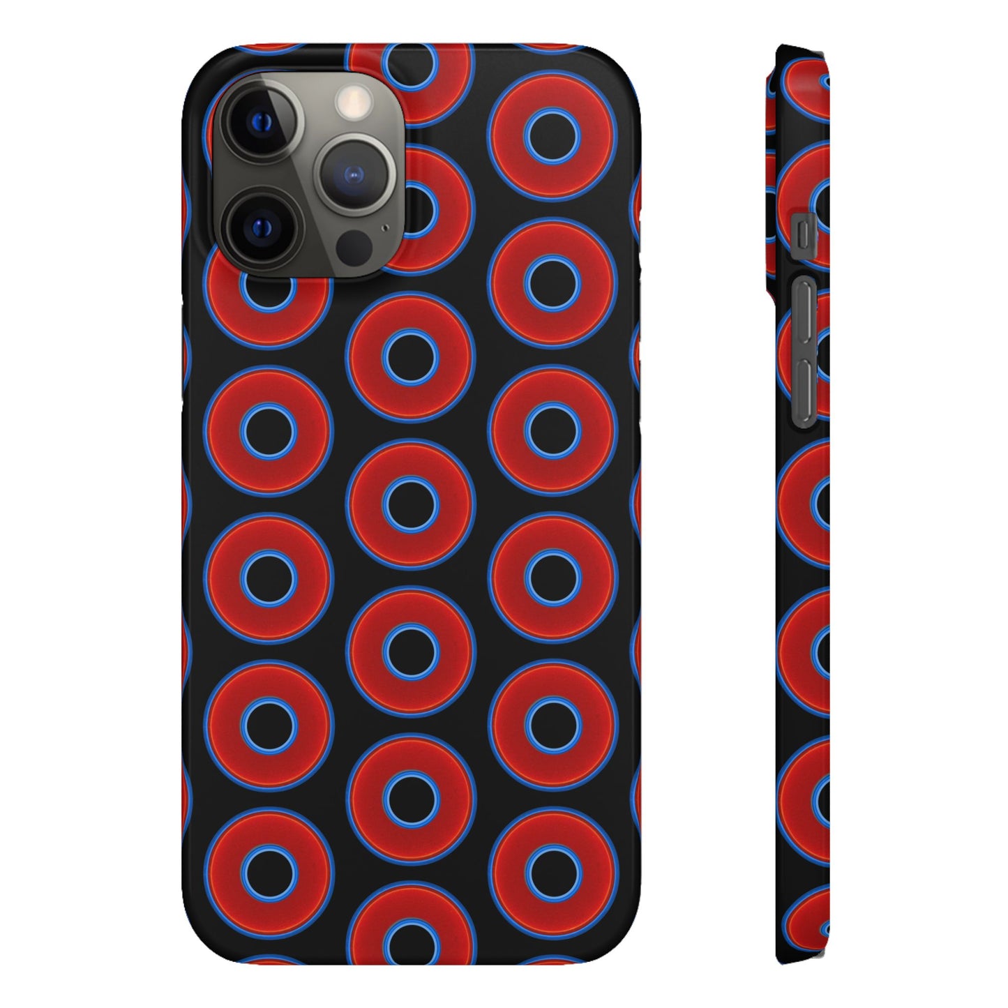 Lumpy Donut Snap Case - red vivid donut print w/black background