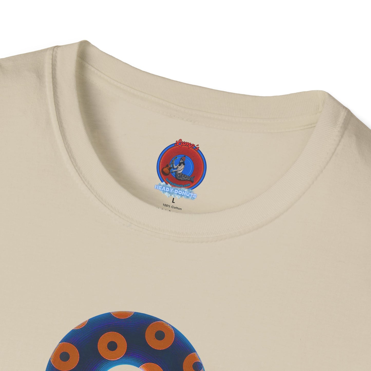Plain Donuts/Unisex Soft-Style - "Plain Blimpy Paradoxical Donuts" - dark royal blue/orange donuts