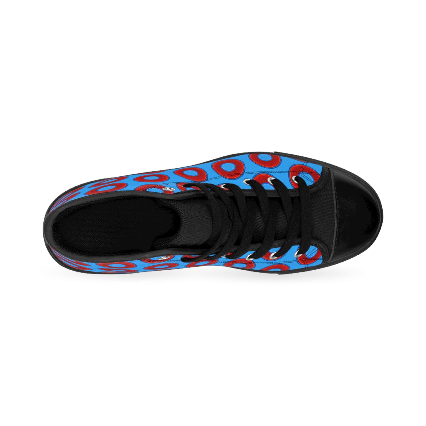 Cushiony Convectors - High Tops - red vivid donuts w/sky royal blue background