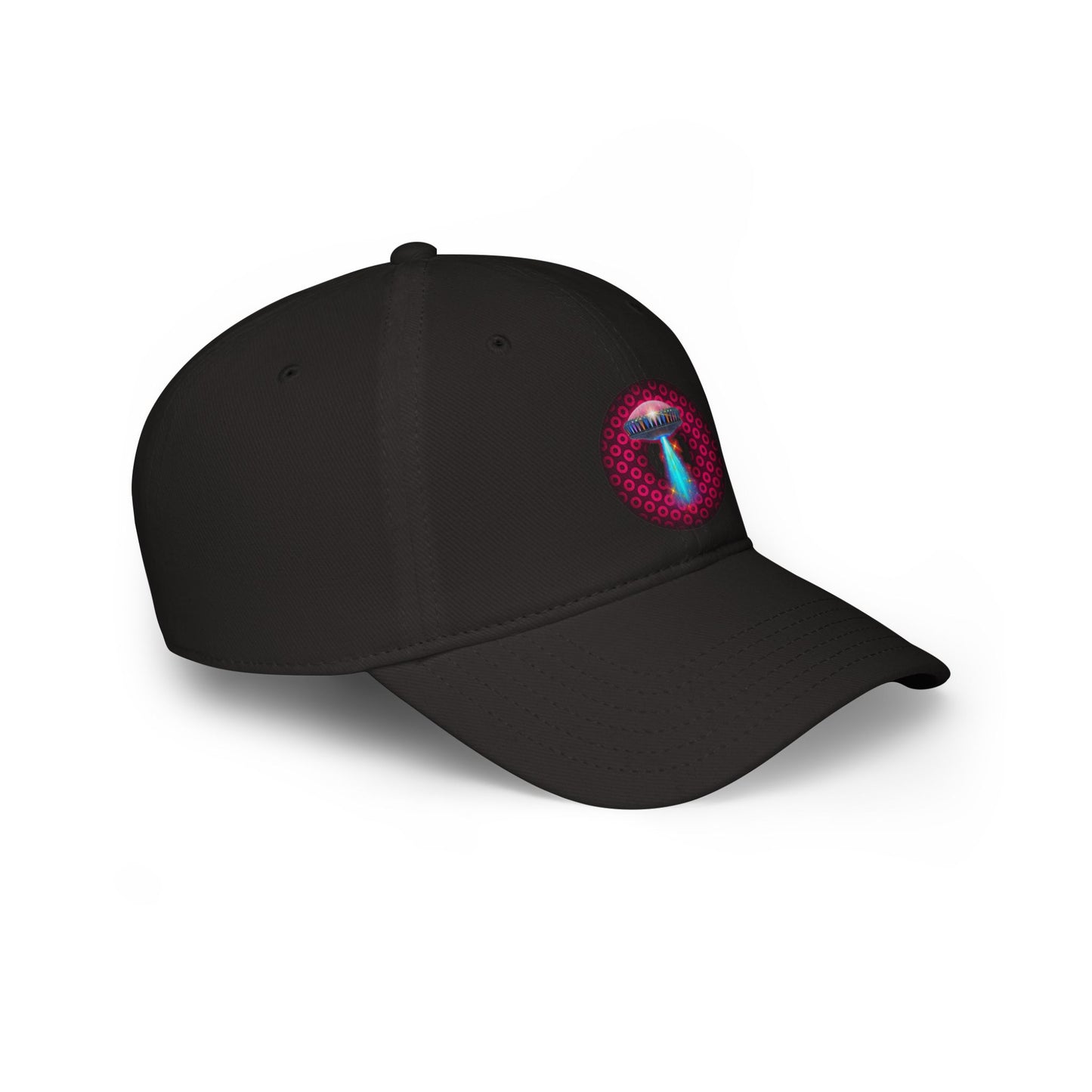Lumpy Donut Baseball Cap - "They Serve Donuts on the Mothership Now" - variant 2 - red/burgundy paradoxical donut w/