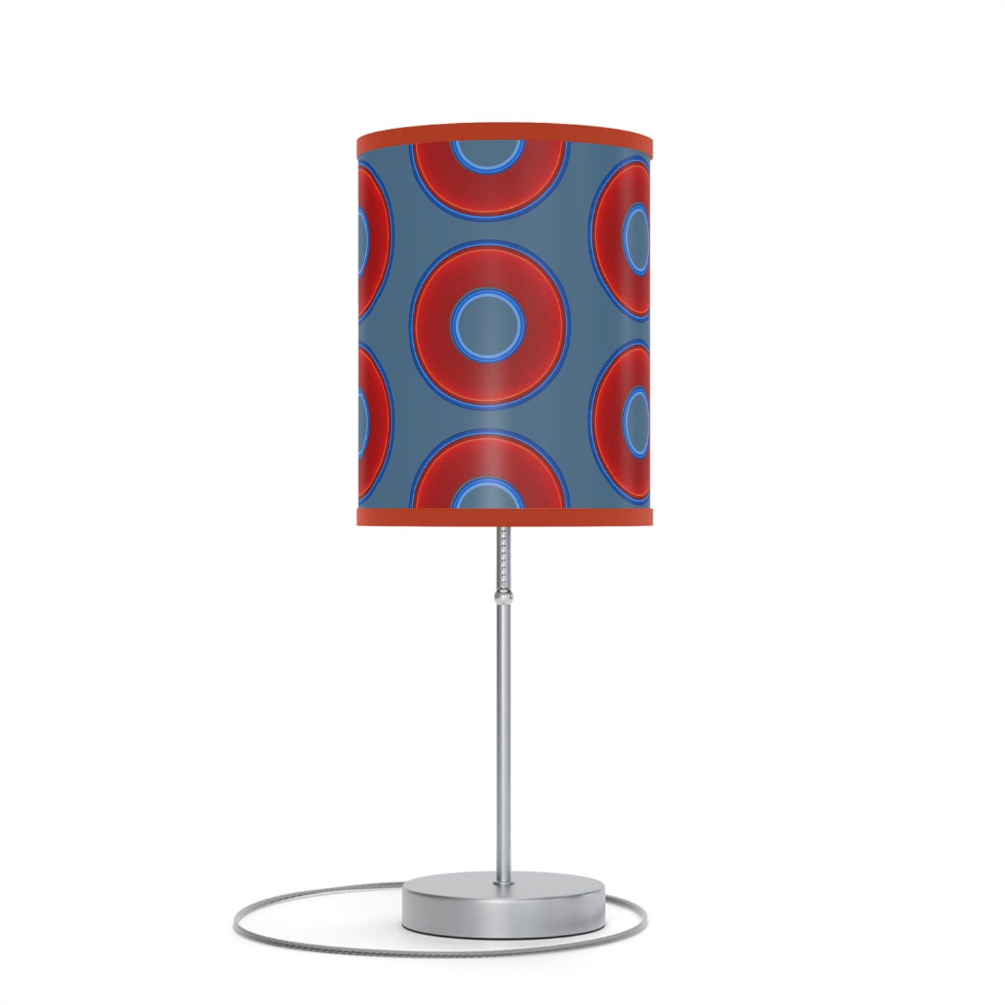 Lumpy Accent Lamps - red vivid donuts w/steel blue background