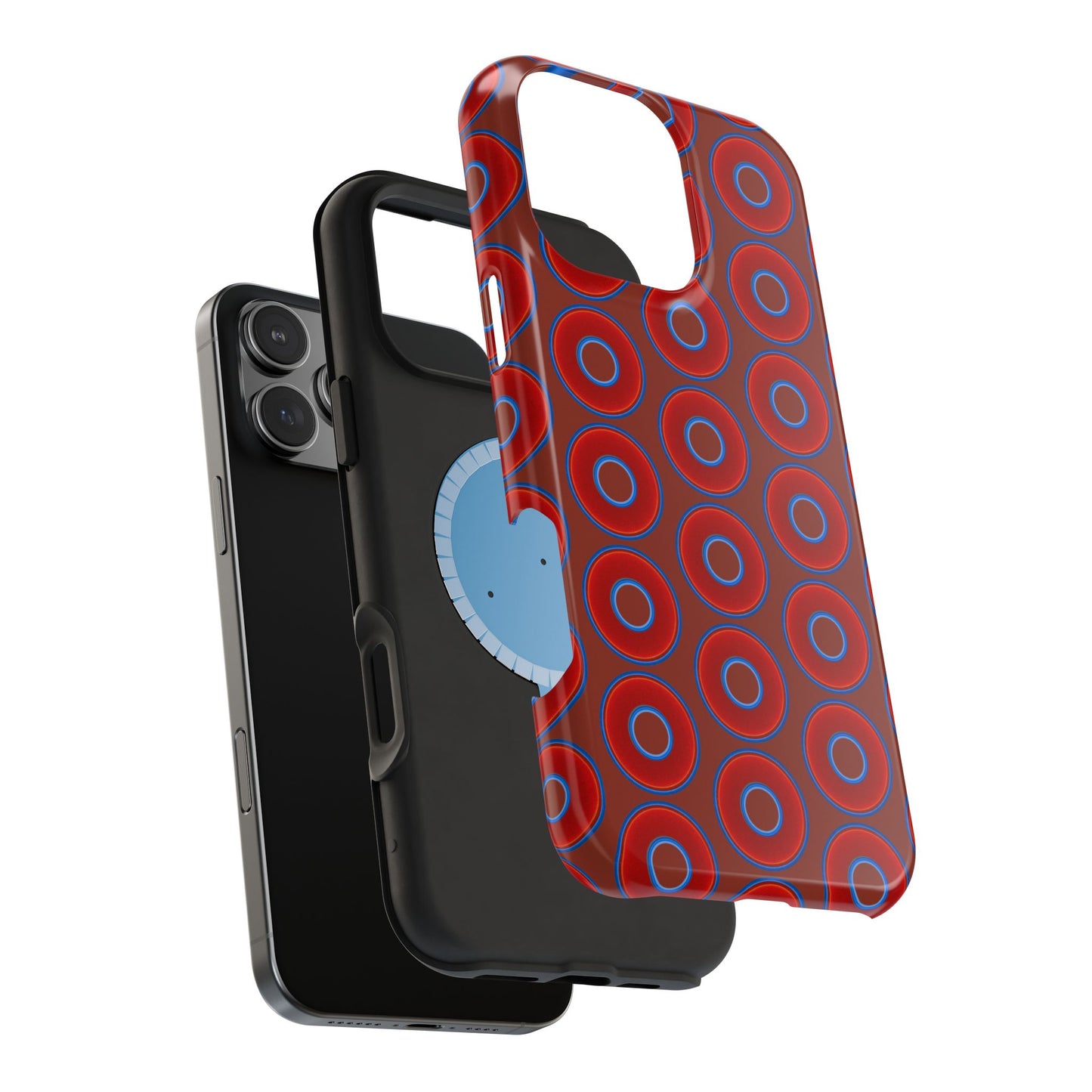 Magnetic Tough Donut Case - red vivid donut print w/burnt umber background