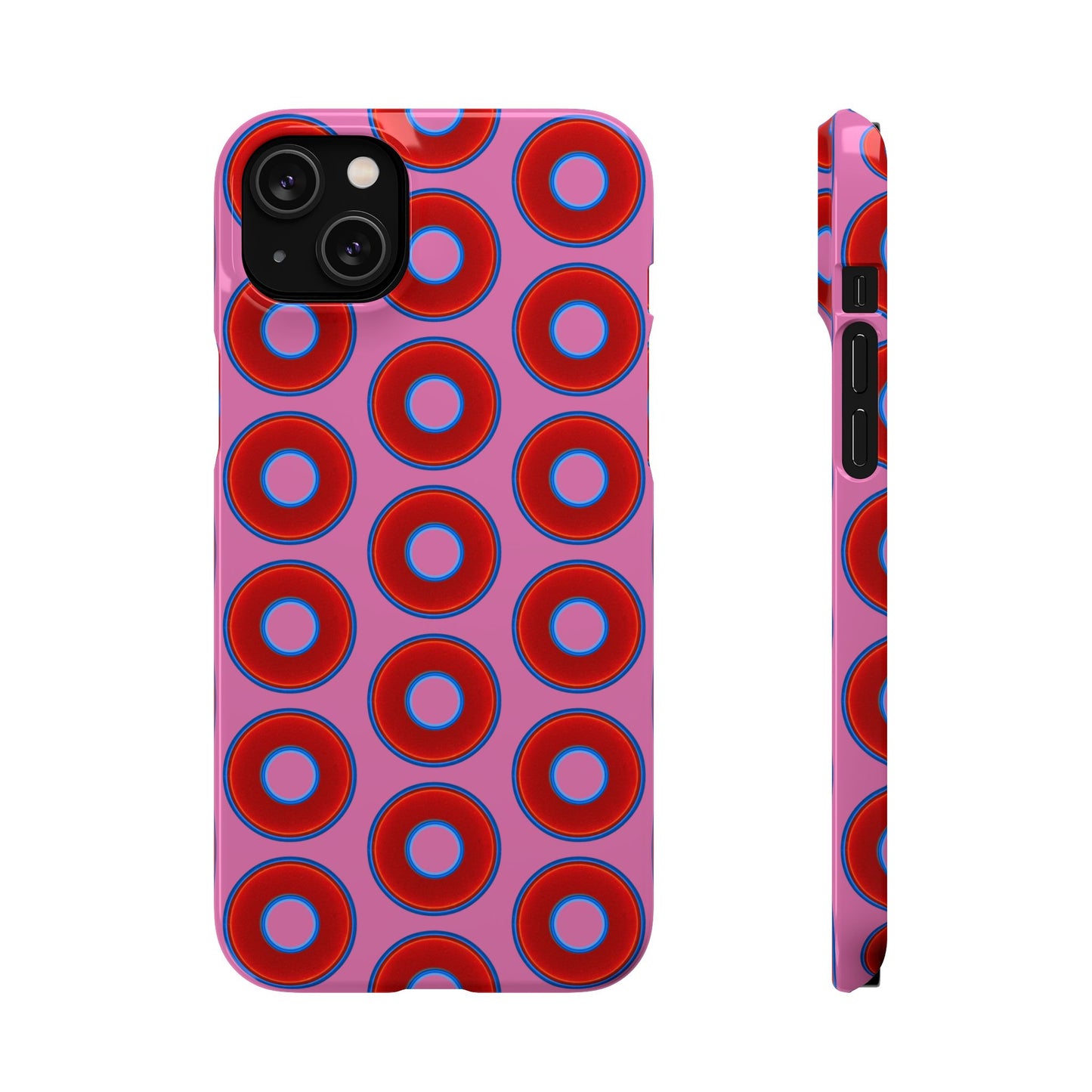 Lumpy Donut Snap Case - red vivid donut print w/light pink background