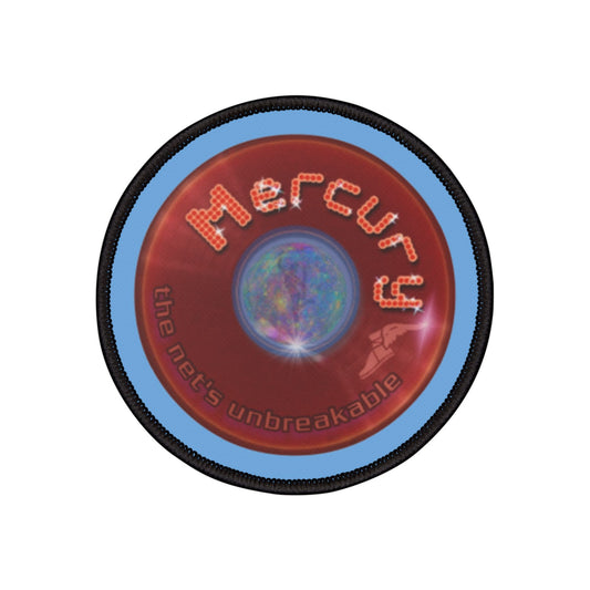Iron-On Donut Patch - "Donuts of the Gods - Mercury Edition" - series 1.0 - variant 4 - red record donut