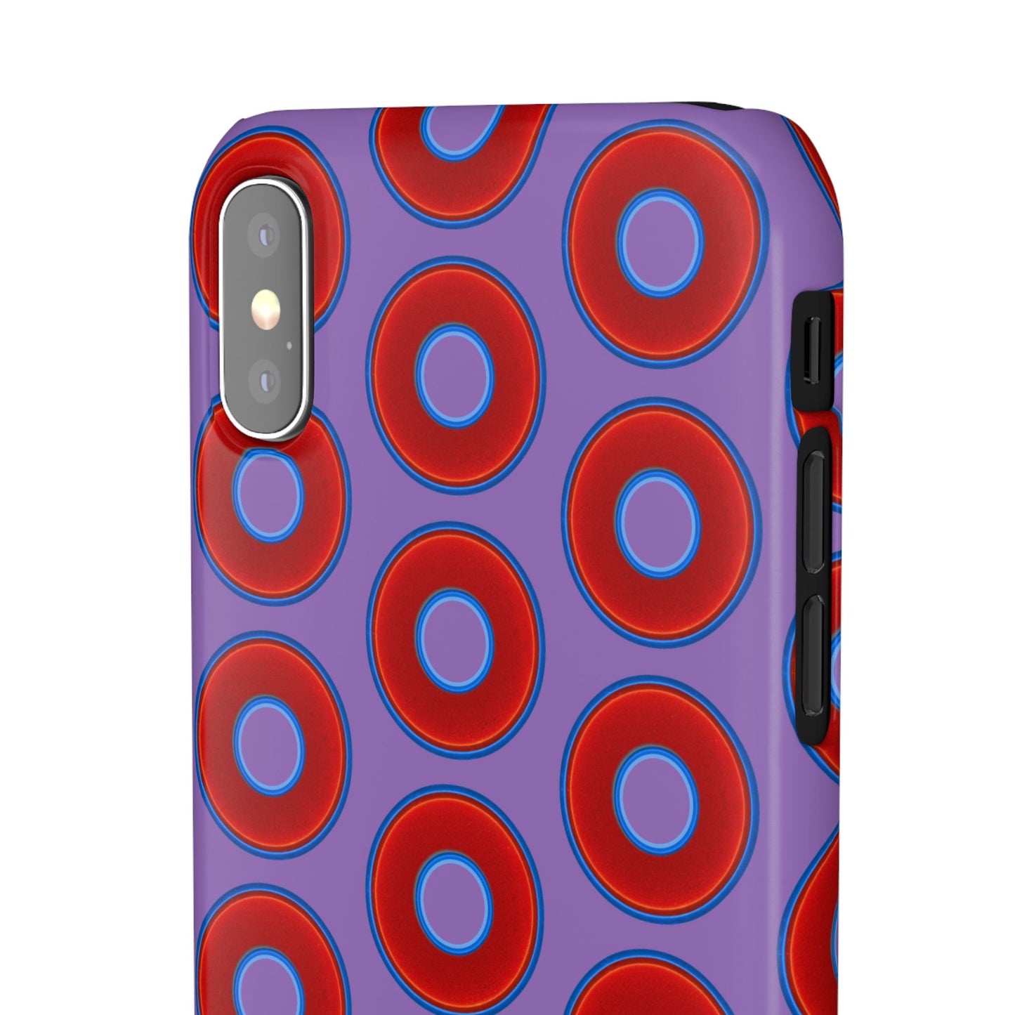 Lumpy Donut Snap Case - red vivid donut print w/light purple background