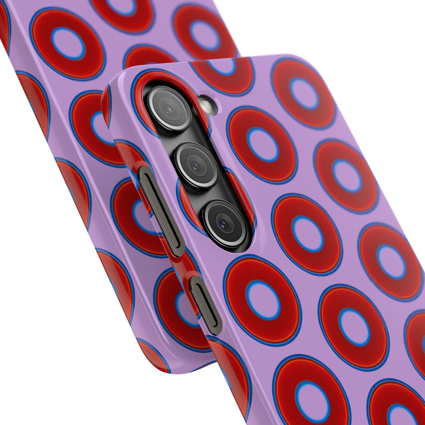 Lumpy Donut Snap Case - red vivid donut print w/wisteria purple background