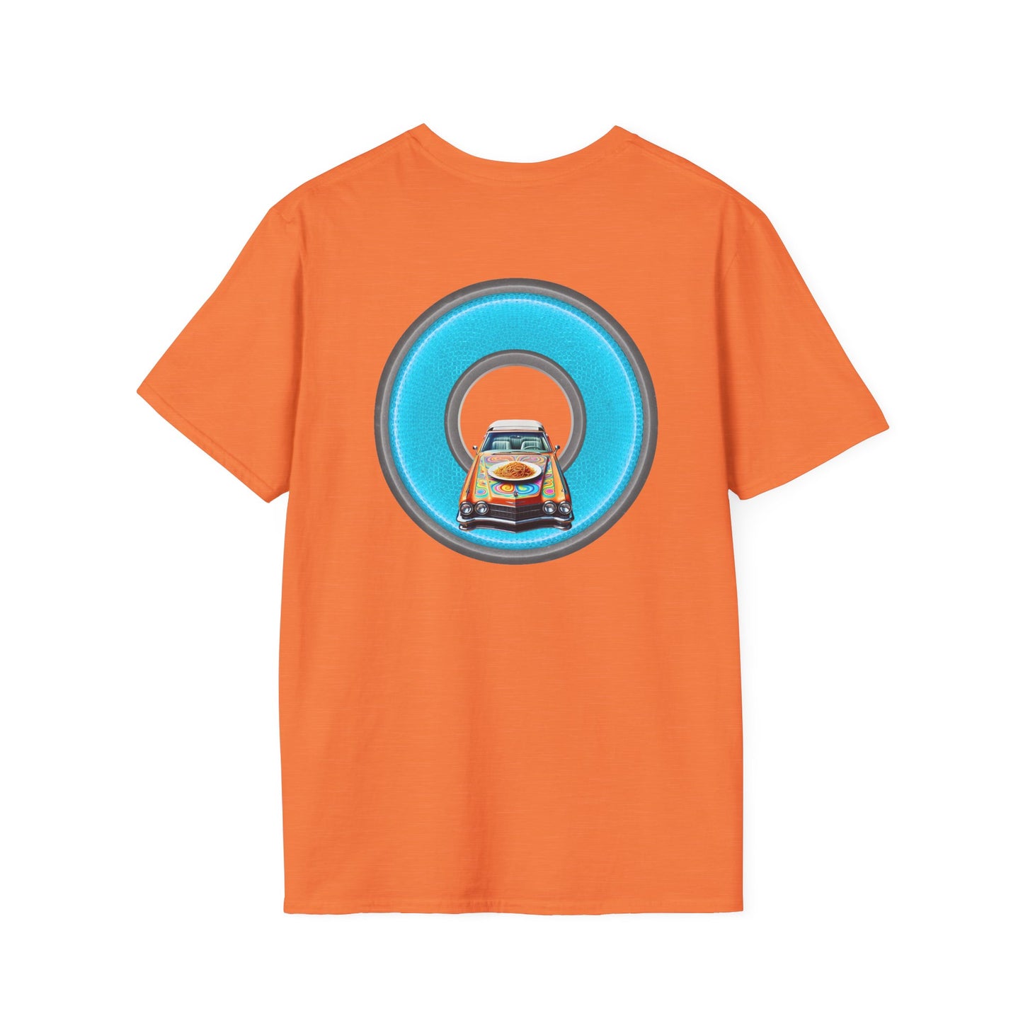 Classic Donut Tee - Unisex Soft-Style - "Cadillac Rainbow Spaghetti Incident" - series 1.0  - variant 3 - blue/gray donut