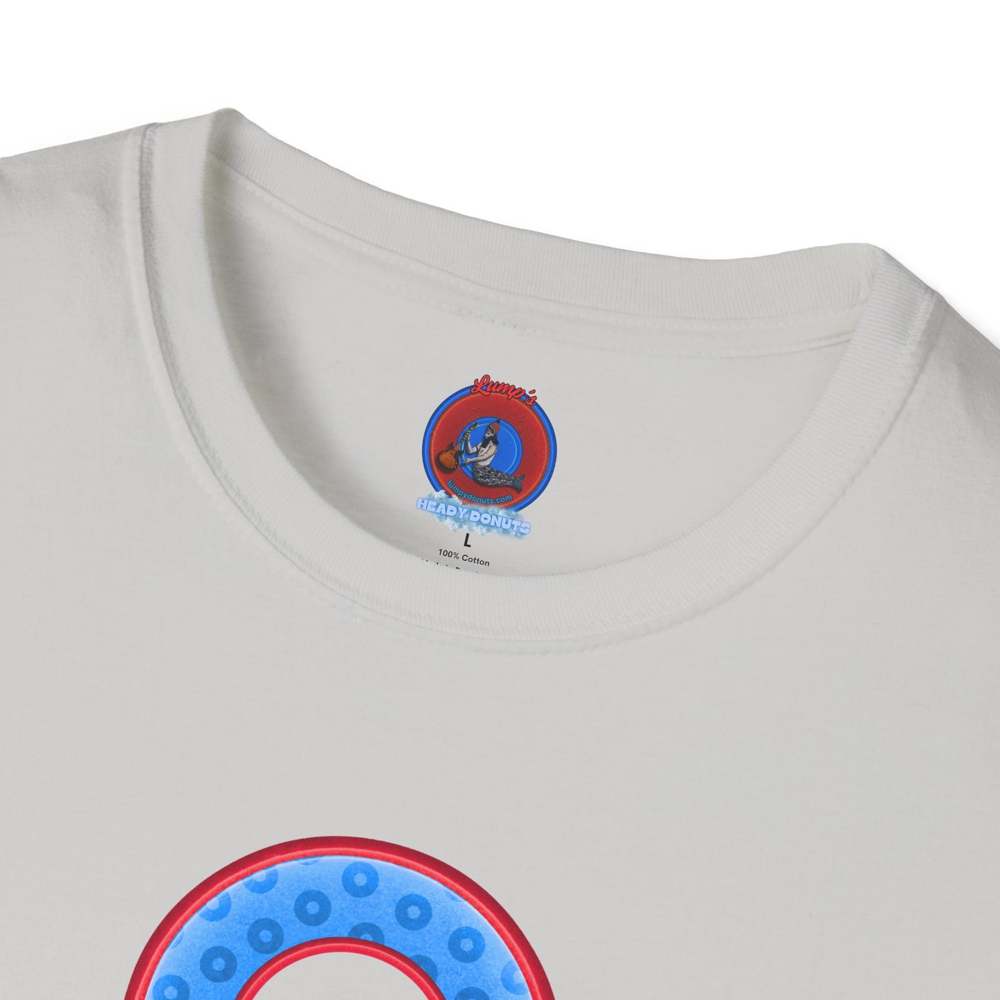 Plain Donuts/Unisex Soft-Style - "Plain Wide Mouthed Paradoxical Donuts" - light blue/red donuts