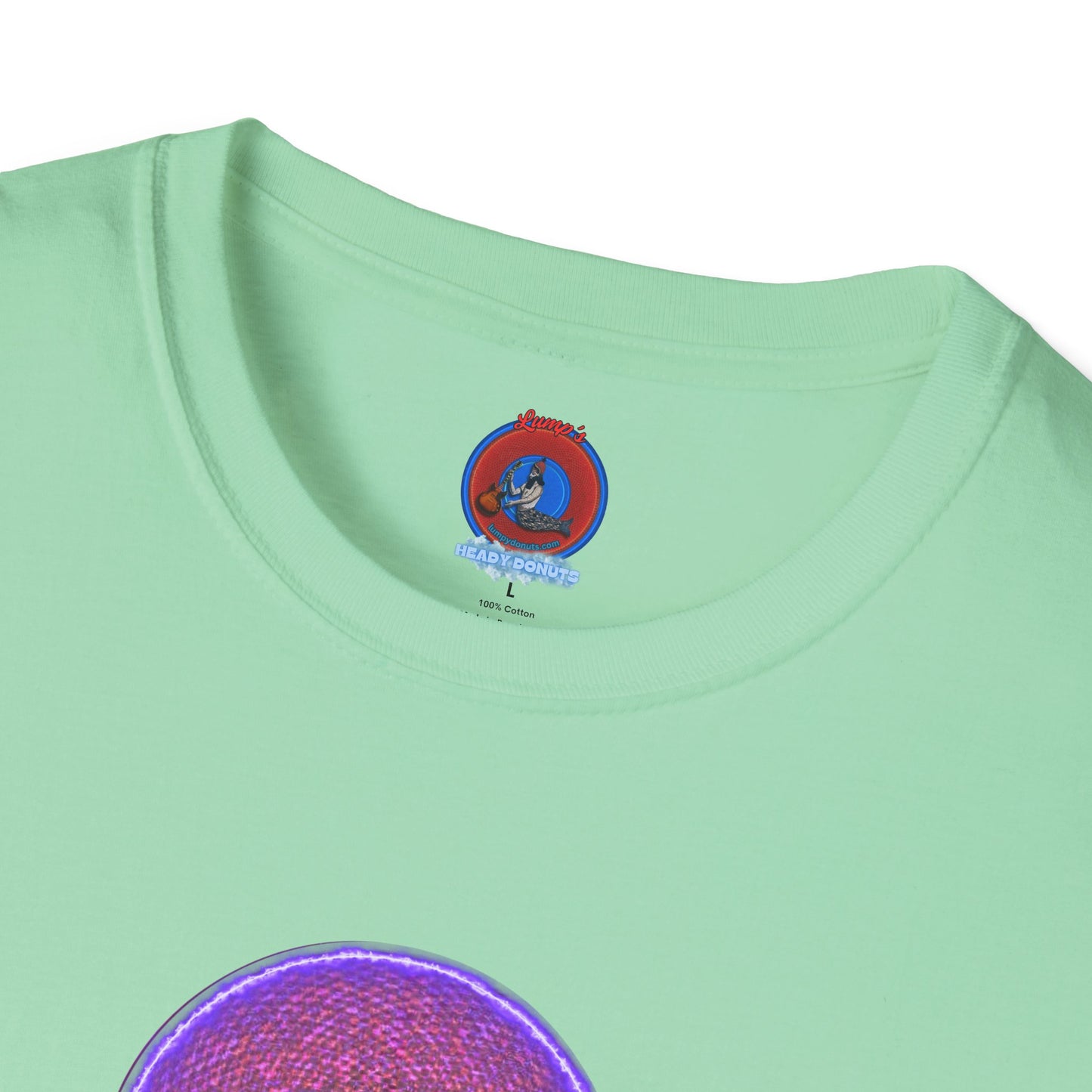 Classic Donut Tee - Unisex Soft-Style - "The Frankenstein Donut - It's Alive! " - series 1.0  - purple-ish donut