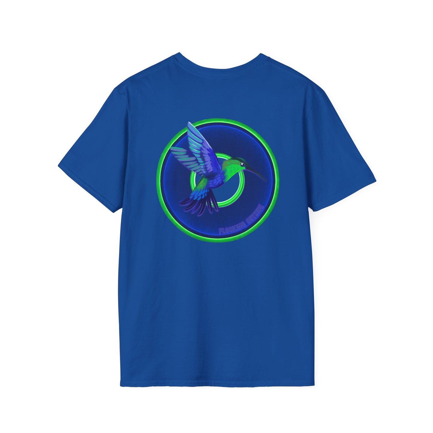 Classic Donut Tee - Unisex Soft-Style - "Invitation for Donuts & Tea" - vivid blue/green donut