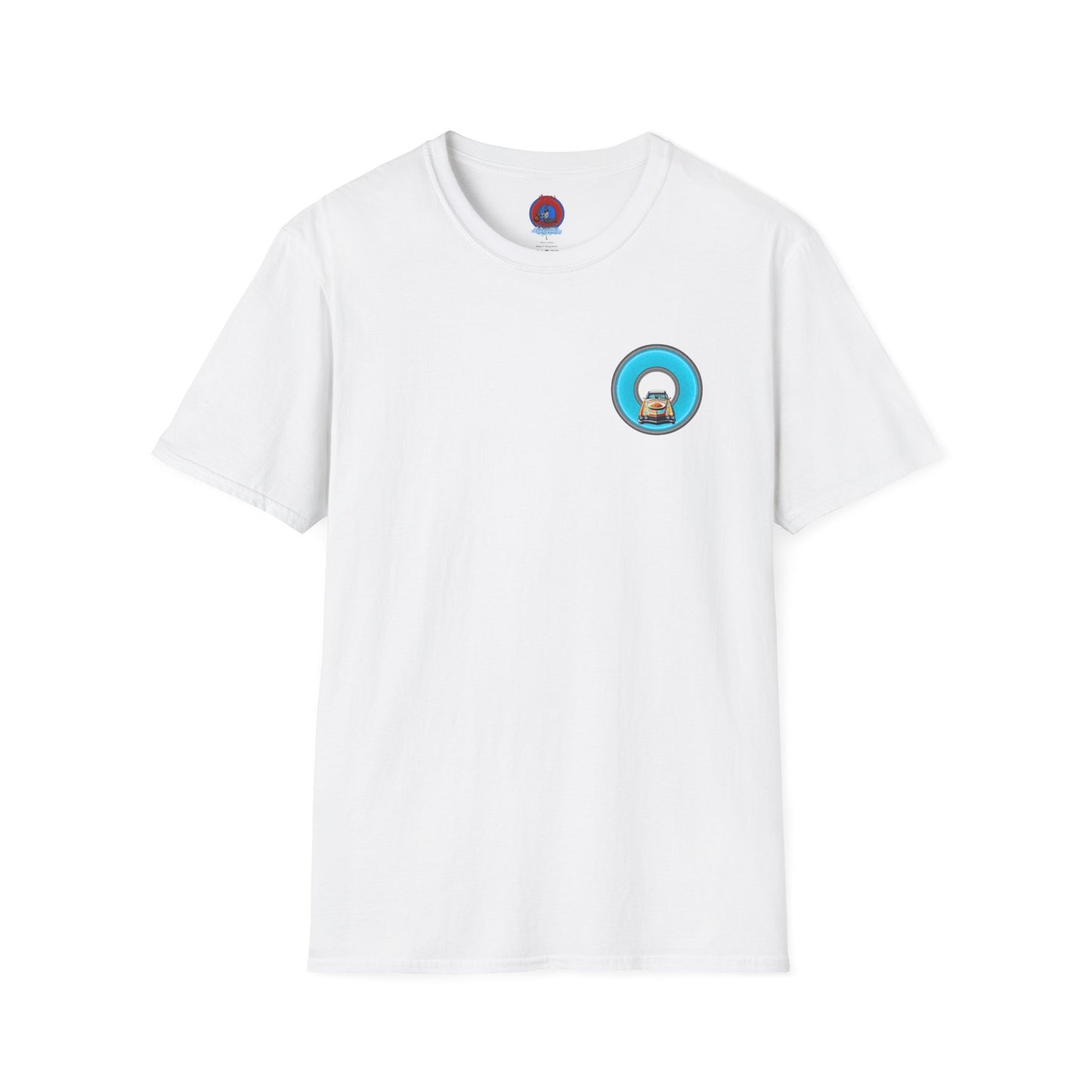 Classic Donut Tee - Unisex Soft-Style - "Cadillac Rainbow Spaghetti Incident" - series 1.0  - variant 3 - blue/gray donut