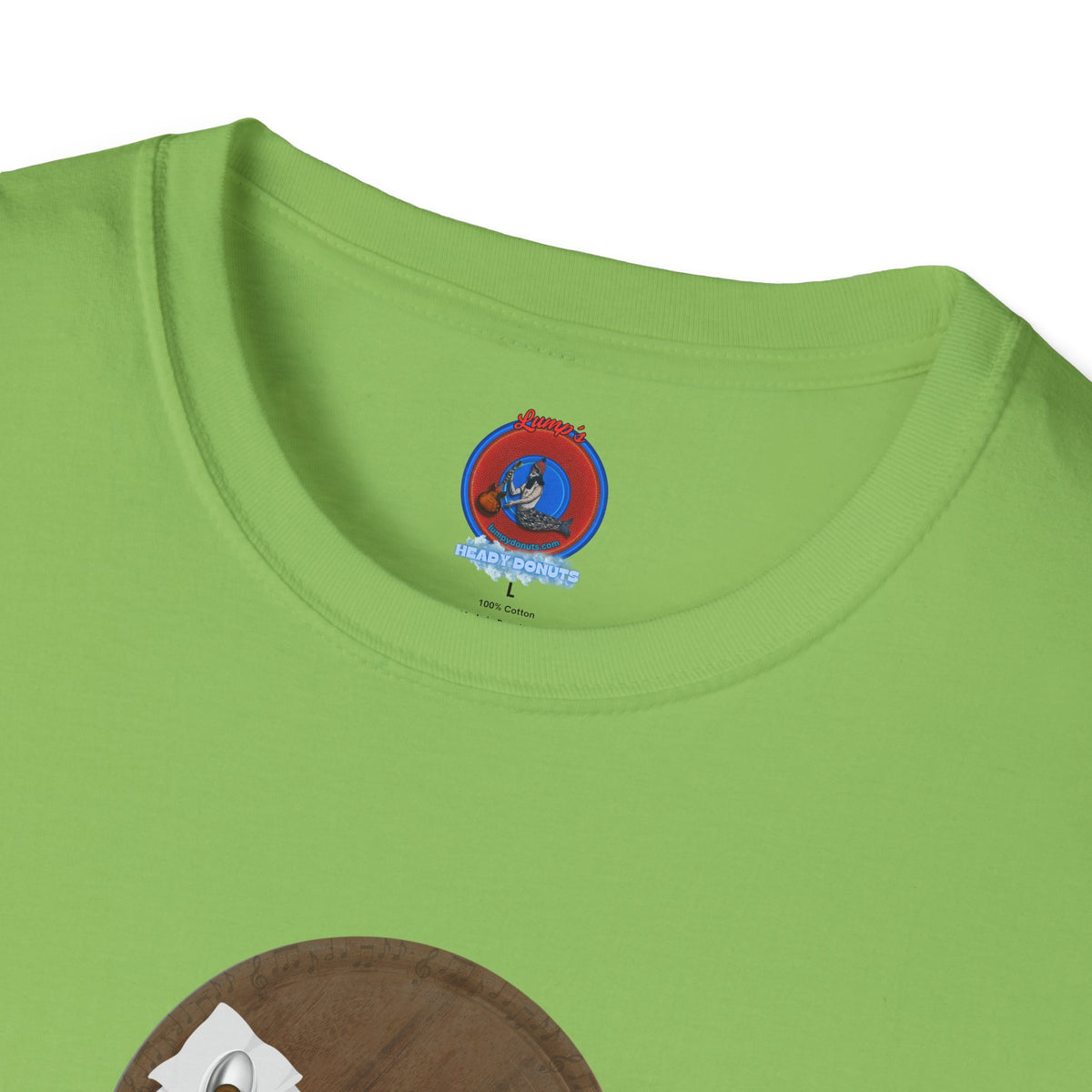 Classic Donut Tee - Unisex Soft-Style - "Coffee With My Donuts" - wooden table donut