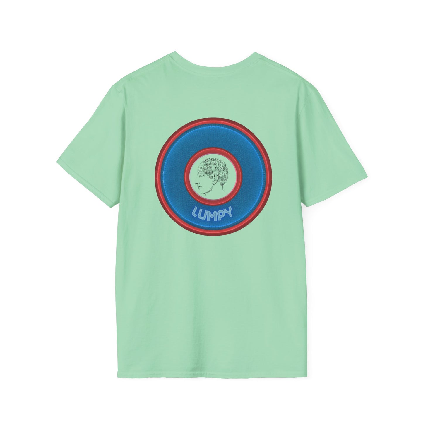 Classic Donut Tee - Unisex Soft-Style - "The Lumpy Donut" - variant 2 - blue/red donut