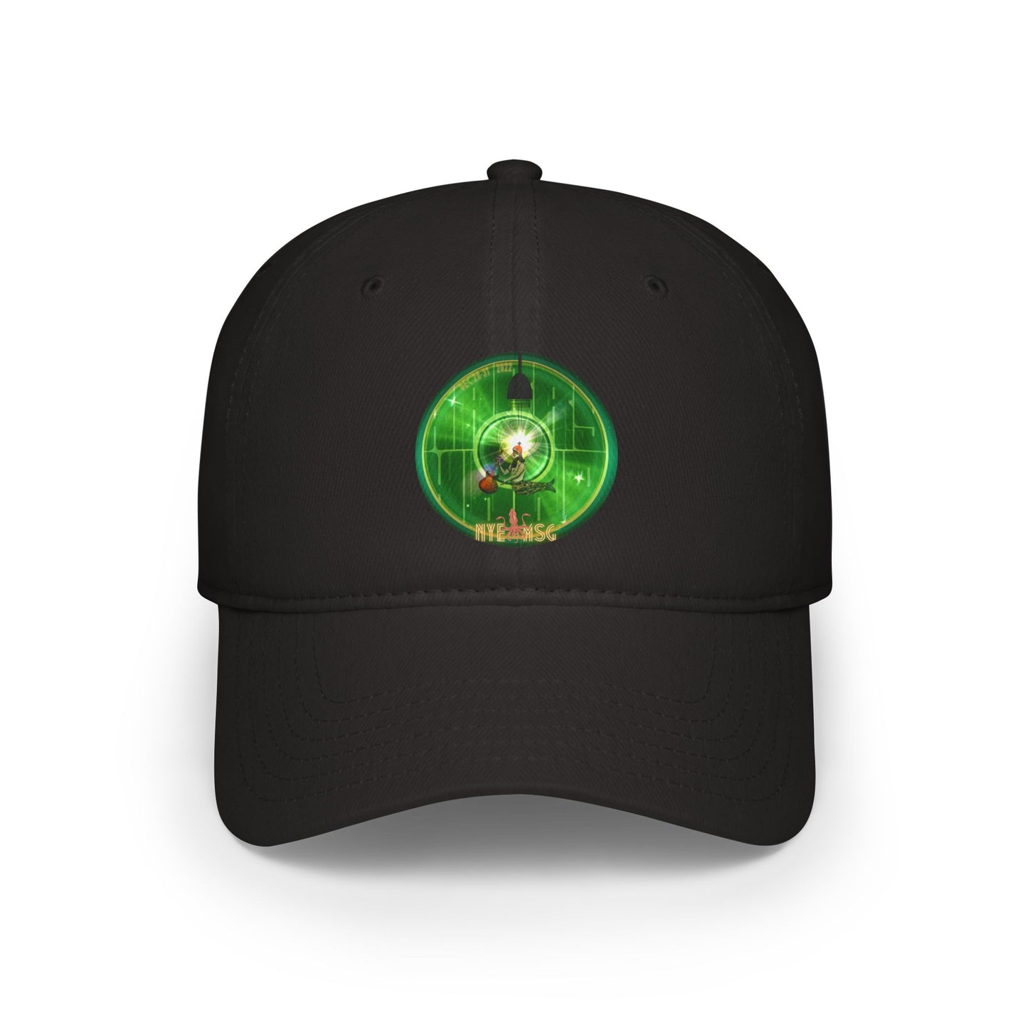 Lumpy Donut Baseball Cap - "There was a party Dec 28-31, 2022 - now tell me where were you" - vivid green word donut w/