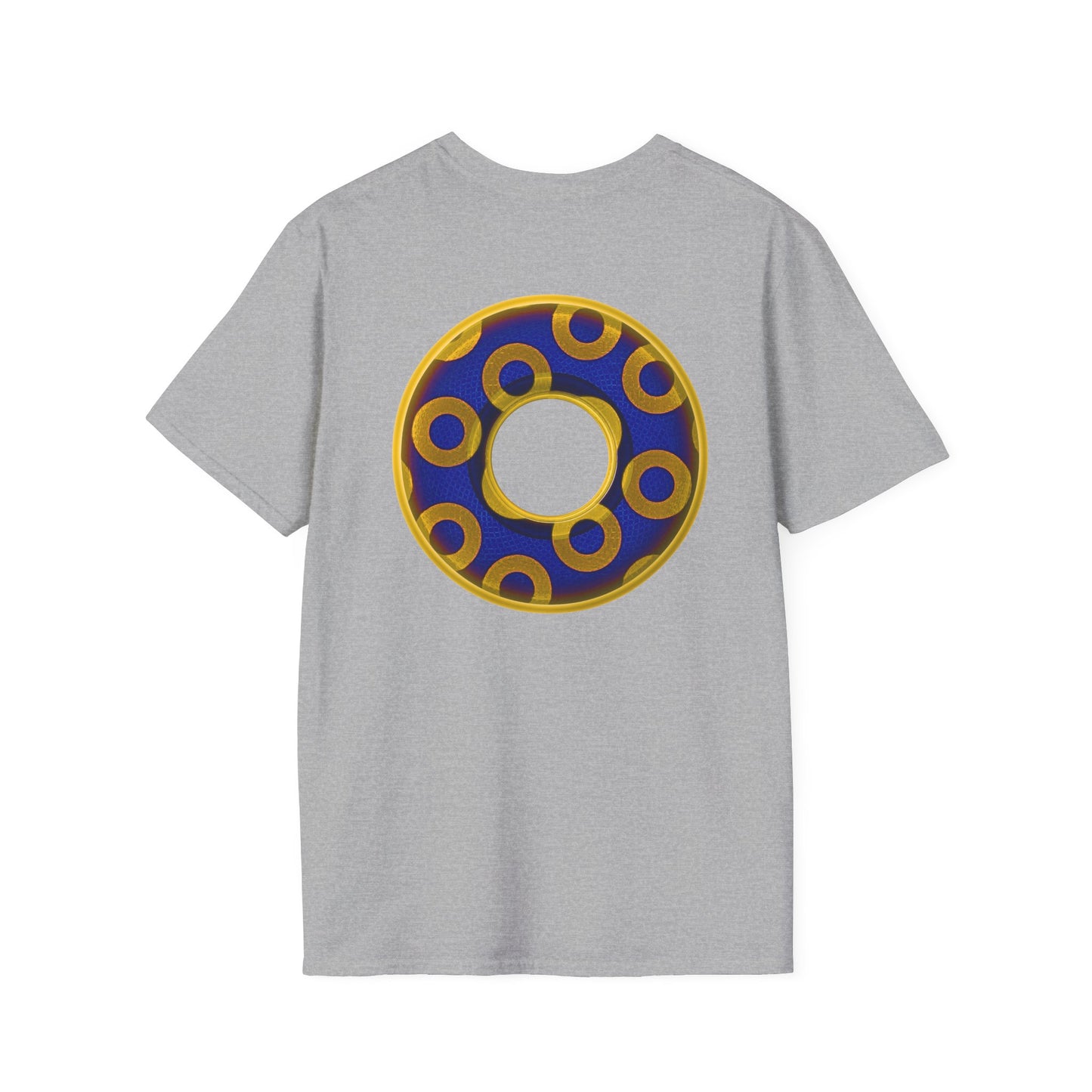 Plain Donuts/Unisex Soft-Style - "Plain Rustic Paradoxical Donuts" - yellow/dark blue donuts