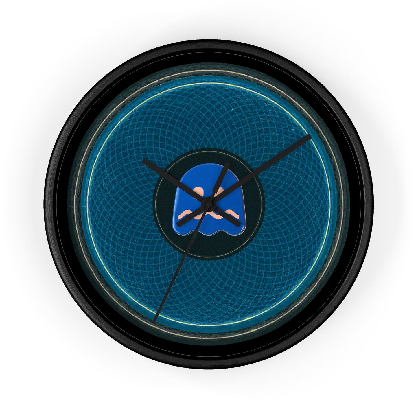 Lumpy Wall Clock - "Ghosted Donut Clock?" blue/black symmetrical donut w/black background
