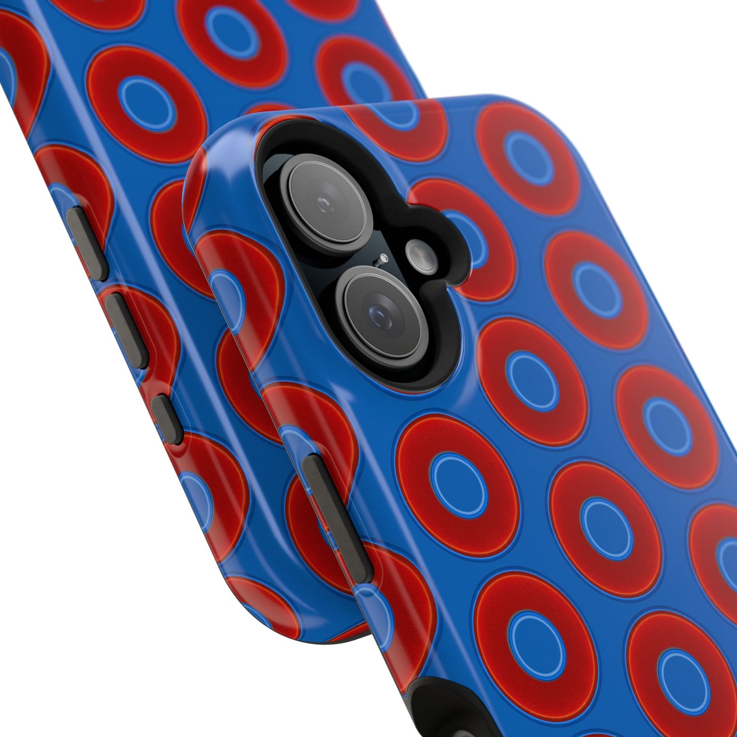 Magnetic Tough Donut Case - red vivid donut print w/dark royal blue background