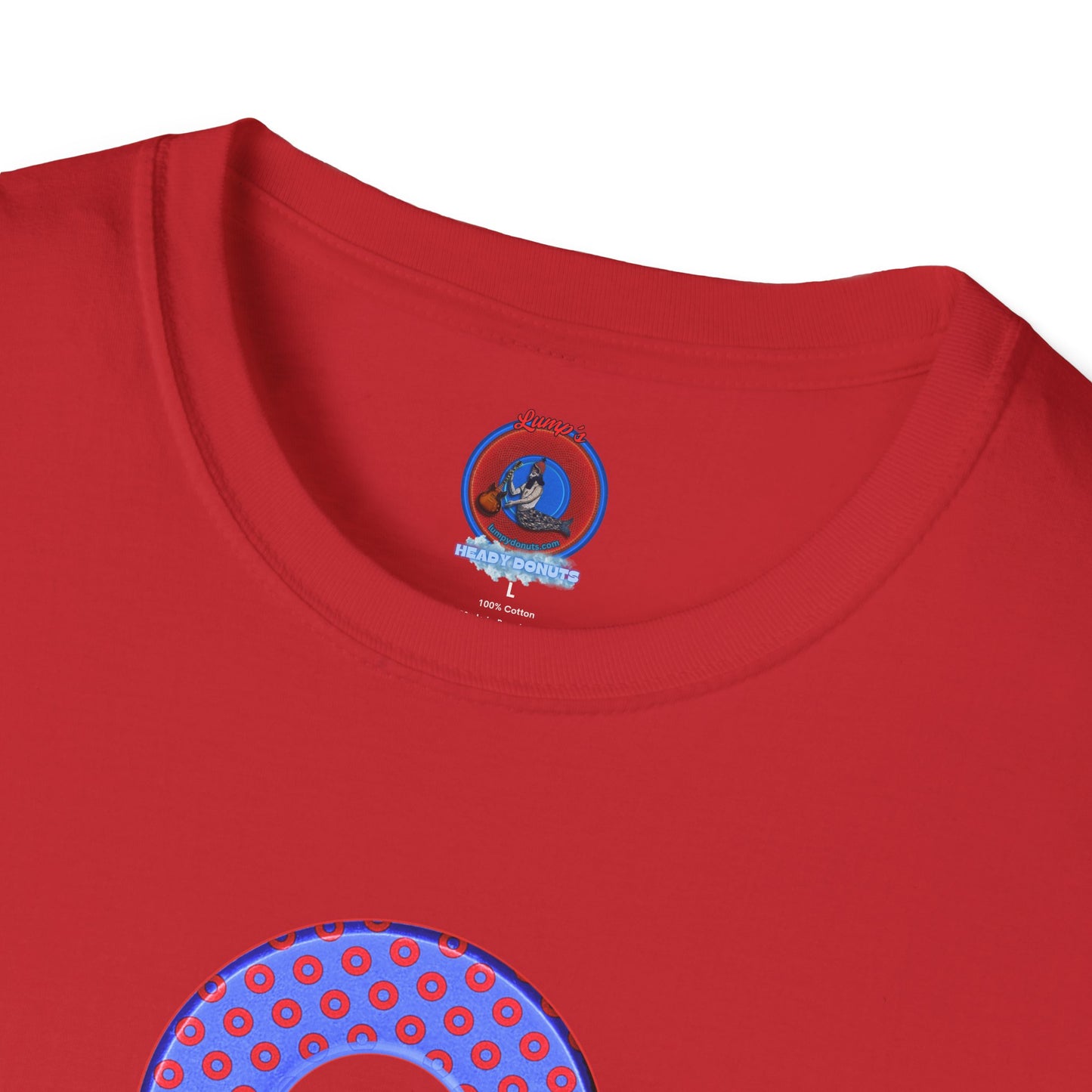 Plain Donuts/Unisex Soft-Style - "Plain Electric Paradoxical Donuts" - bright royal blue/red coral donuts