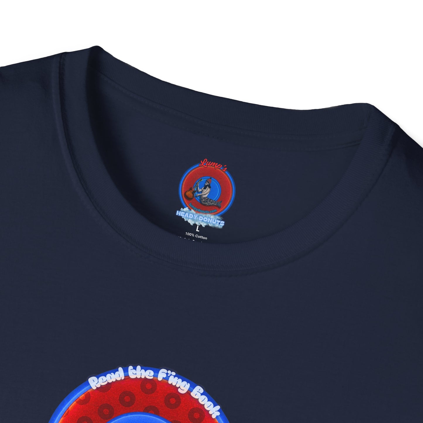 Classic Donut Tee - Unisex Soft-Style - "Read the F'ing Donut" - red/blue paradoxical donut
