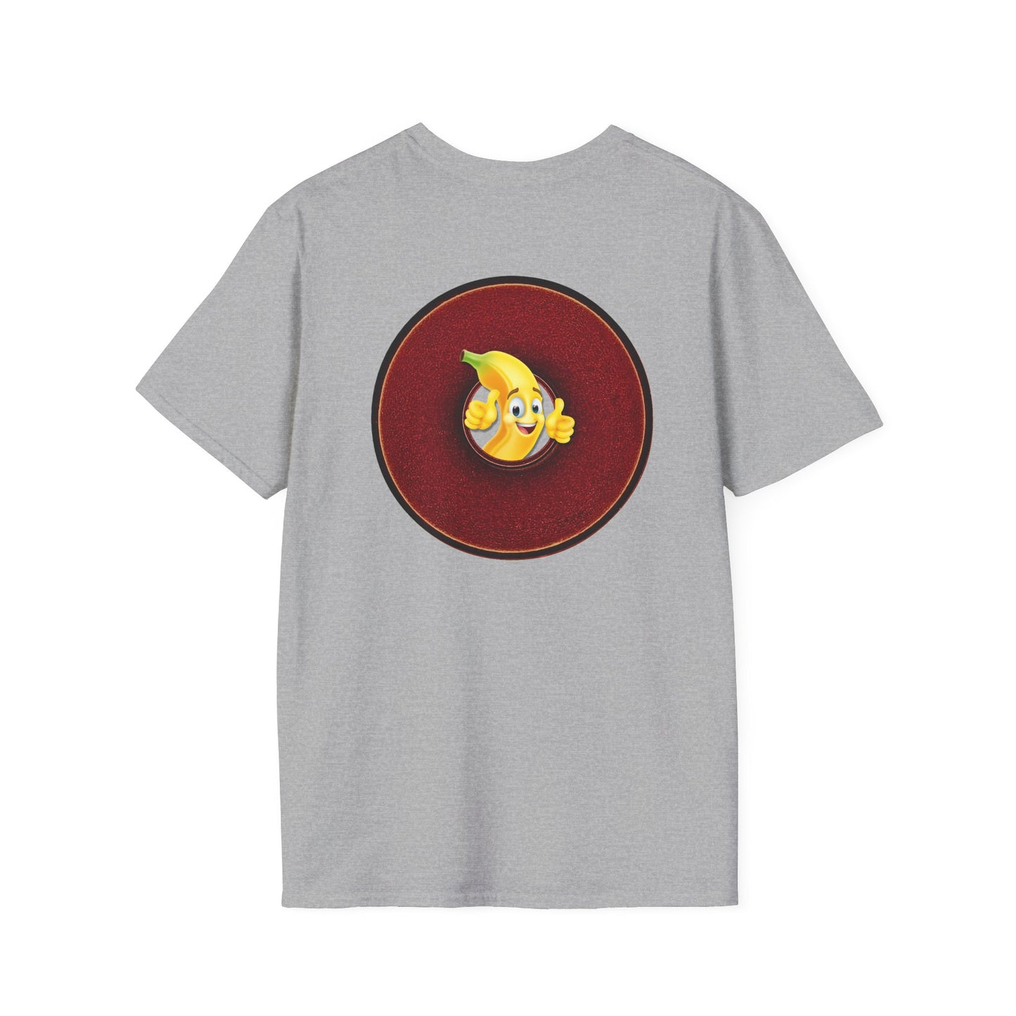 Classic Donut Tee - Unisex Soft-Style - "Dis sheet, it's bananas!" - series 1.0 - variant 4- dark red donut