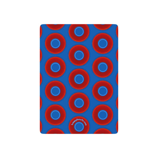 Lumpy Donut Playing Decks - 52-cards - red vivid donuts w/dark royal blue background