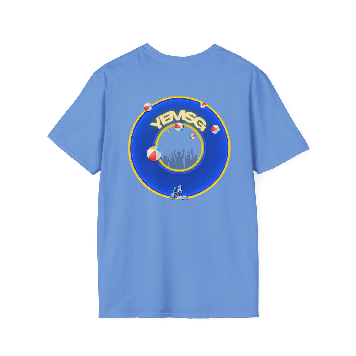 Donut Tee - Unisex Soft-Style - "The Donut's Secret Ingredient? MSG" - vivid blue/yellow donut - variant 2