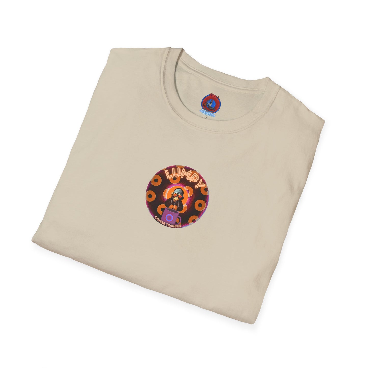 Coffee Traders Tee - Unisex Soft-Style - "Columbia House CDs " - paradoxical donut - 2 - logo front/coffee back