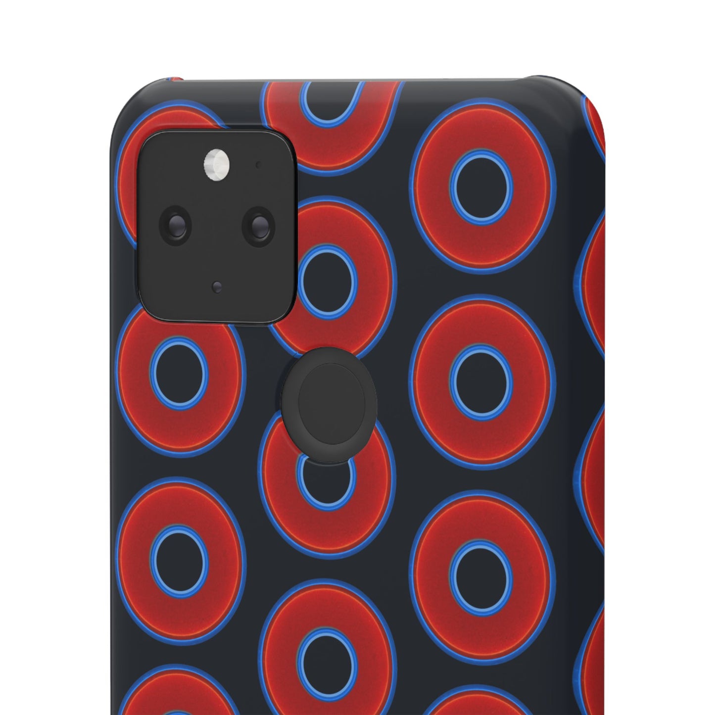 Lumpy Donut Snap Case - red vivid donut print w/blue charcoal background