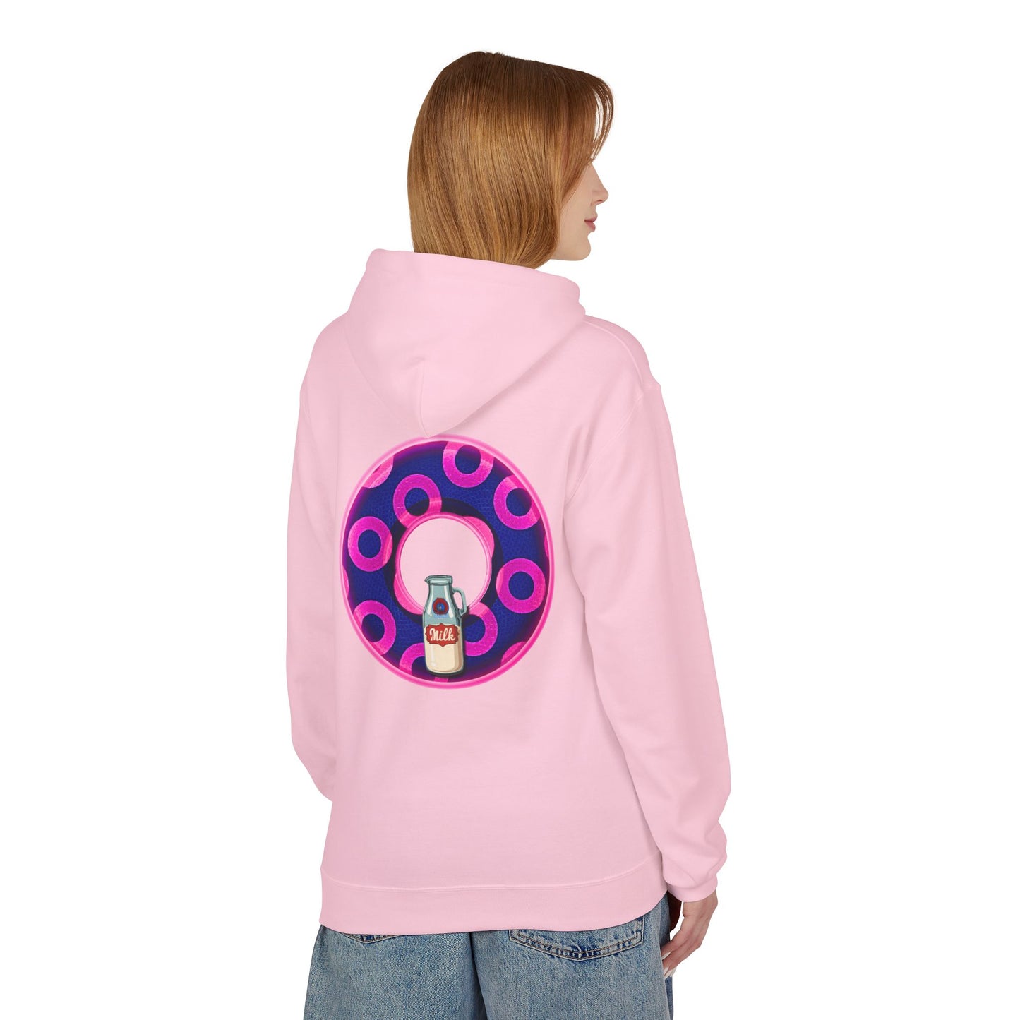 Fleece Harry Hoodies [Midweight Soft-style] - "Wooked Cream Dairy - YEMSG Donut" - blue/magenta rustic paradox donut - variant 5