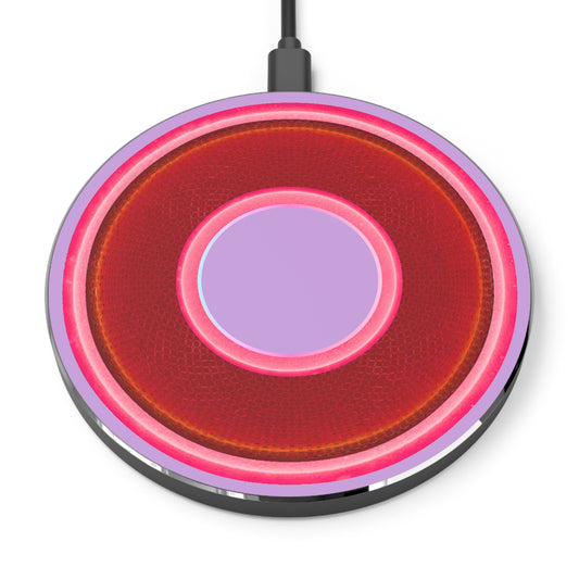 The Flow - Wireless Lumpy Donut Chargers - rustic light red/pink donut w/wisteria purple background