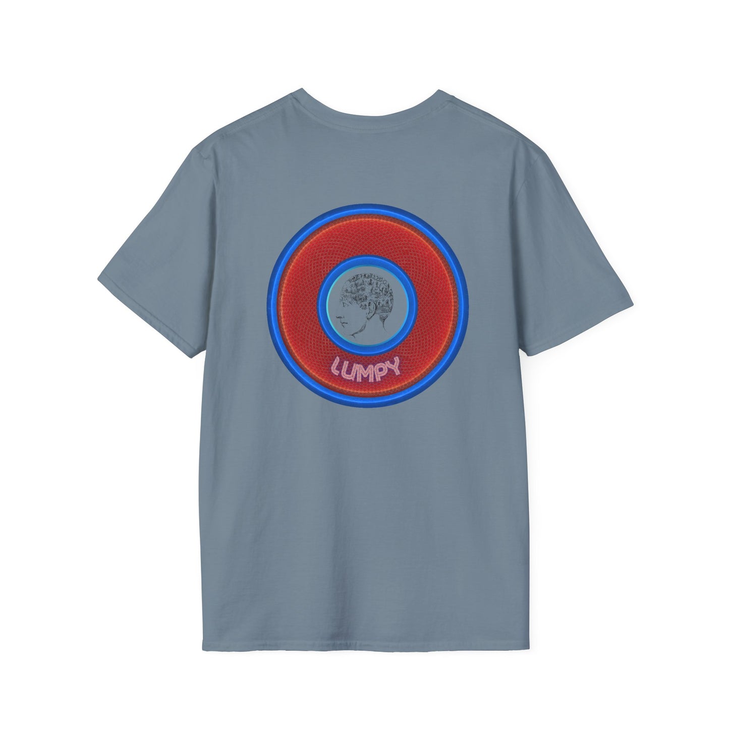 Classic Donut Tee - Unisex Soft-Style - "The Lumpy Donut" - variant 1 - red/blue donut