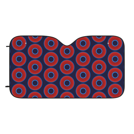 Automotive Donut Sun Shade - red vivid donuts w/midnight blue background