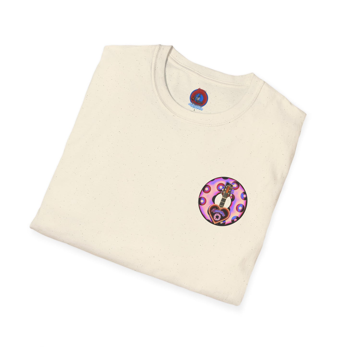 Classic Donut Tee - Unisex Soft-Style - "Would You Be My Donut?" - paradoxical faded purple/red donut - variant 3