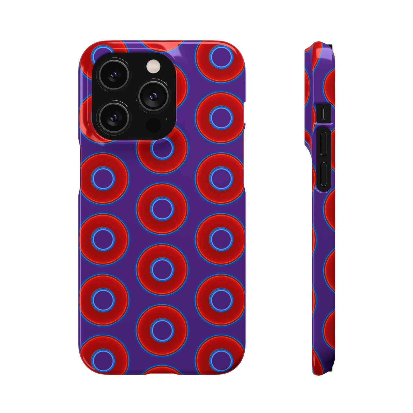 Lumpy Donut Snap Case - red vivid donut print w/dark purple background