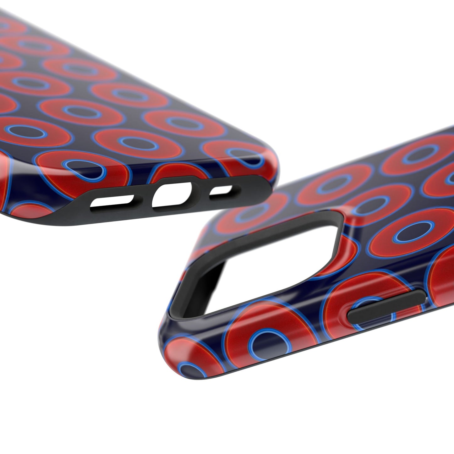Magnetic Tough Donut Case - red vivid donut print w/midnight blue background