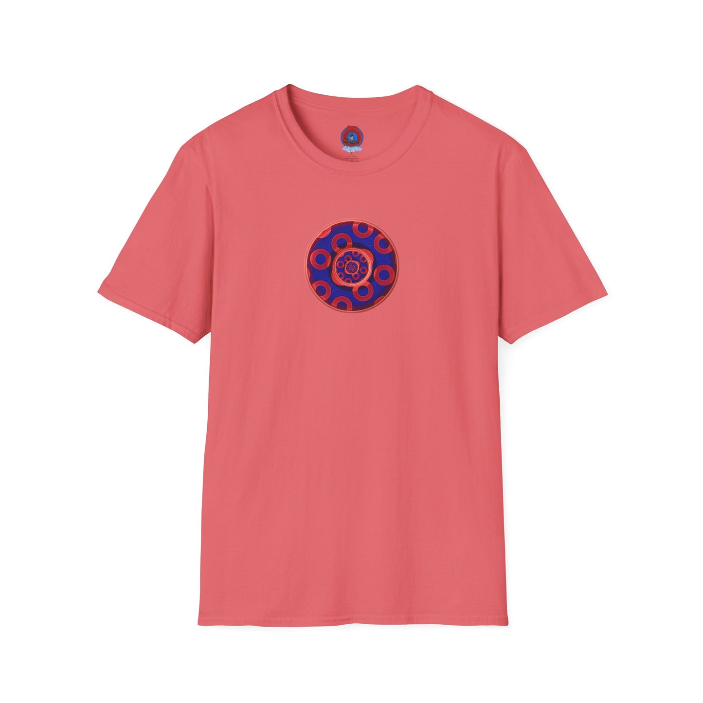 Classic Donut Tee - Unisex Soft-Style - "Kaleidoscope Abyss of Donut" - paradoxical print - variant 2 - series 1.0 - donut vortex - red/blue