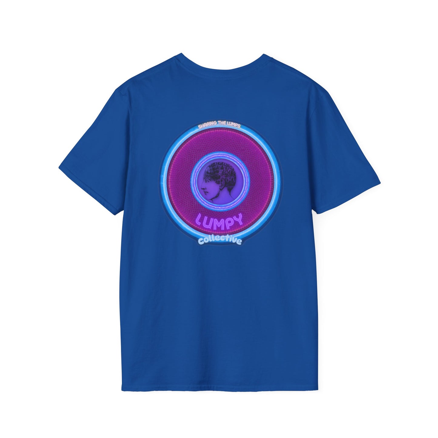 Classic Donut Tee - Unisex Soft-Style - "Lumpy Collective Donut" - rustic purple/light blue lumpy donut - variant 2