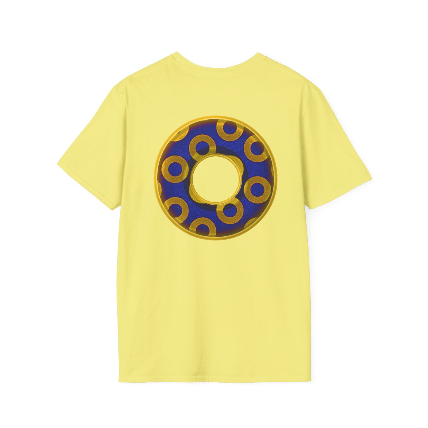 Plain Donuts/Unisex Soft-Style - "Plain Rustic Paradoxical Donuts" - yellow/dark blue donuts