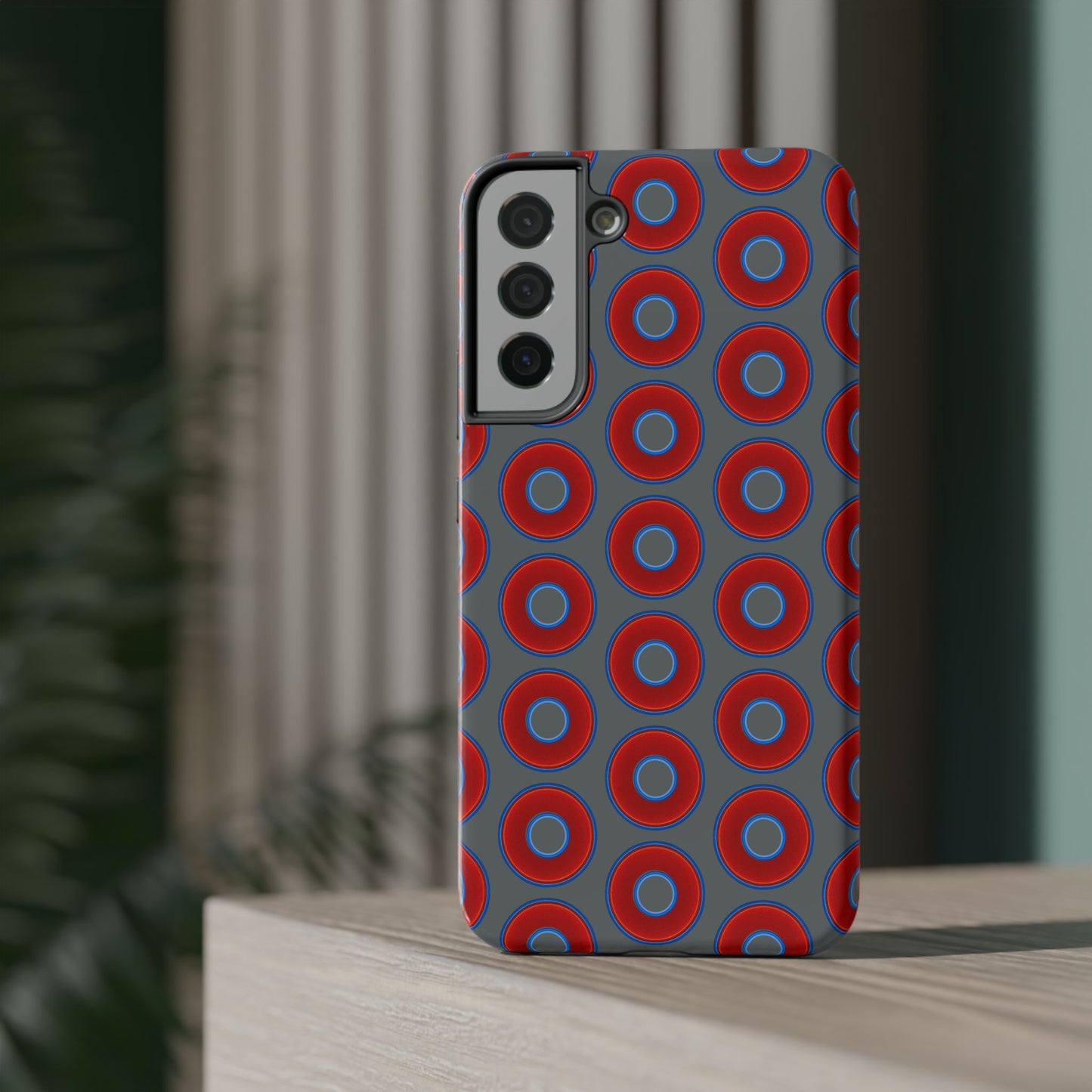 Impact-Resistant Lumpy Donut Case - red vivid donut print w/dark gray background