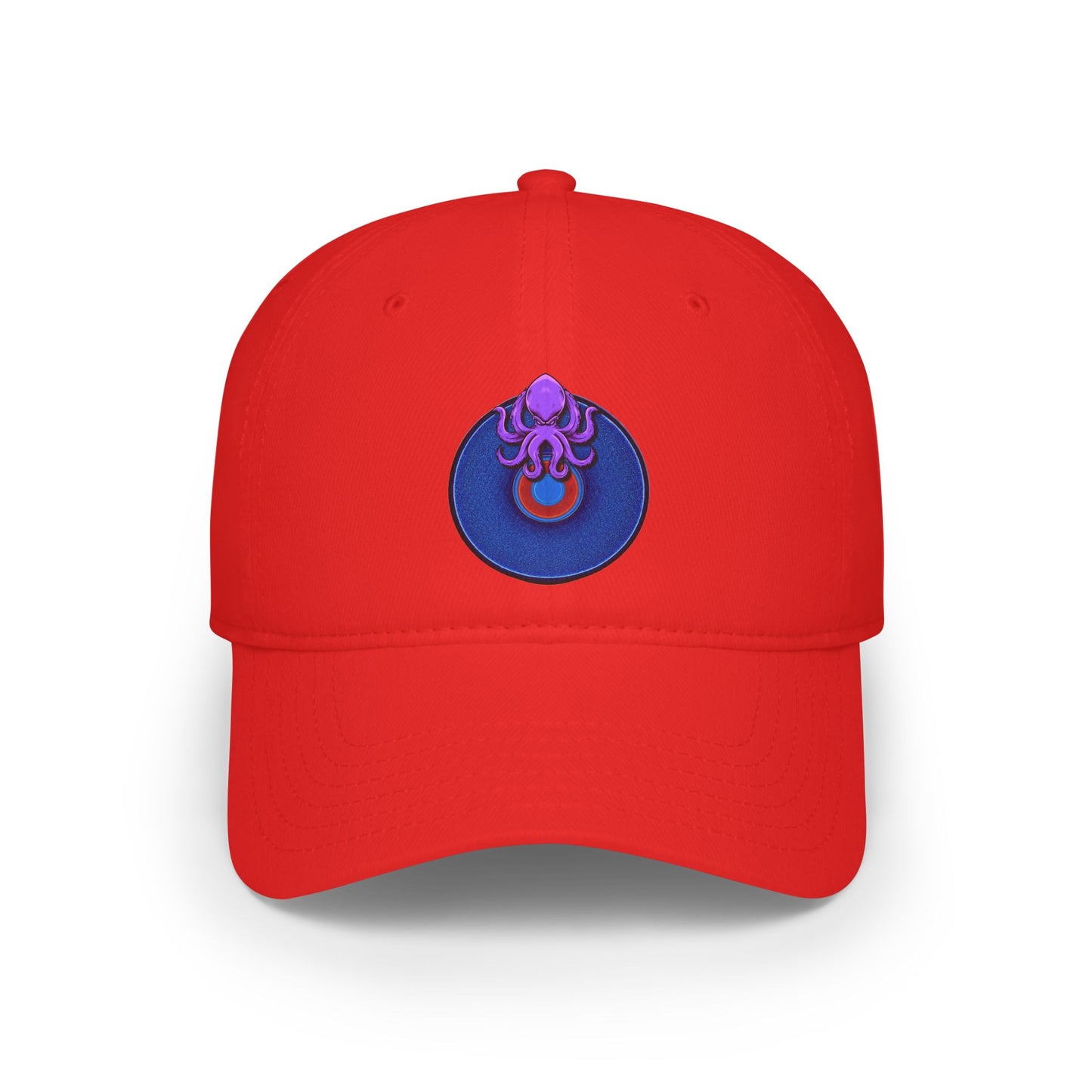 Lumpy Donut Baseball Cap - "Roger Moore's Donut" - variant 3 - vivid blue/red donut w/