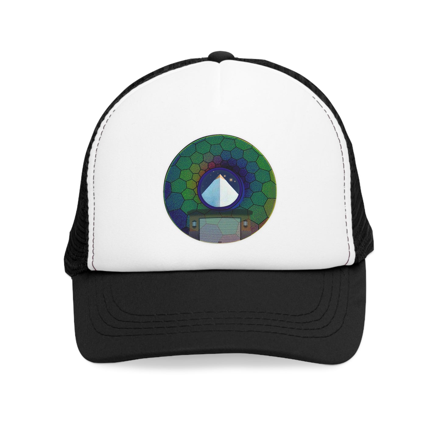 Lumpy Trucker Hat - "Limestone Blocks so Large" - variant 7 - green hexadonut w/2 car garage