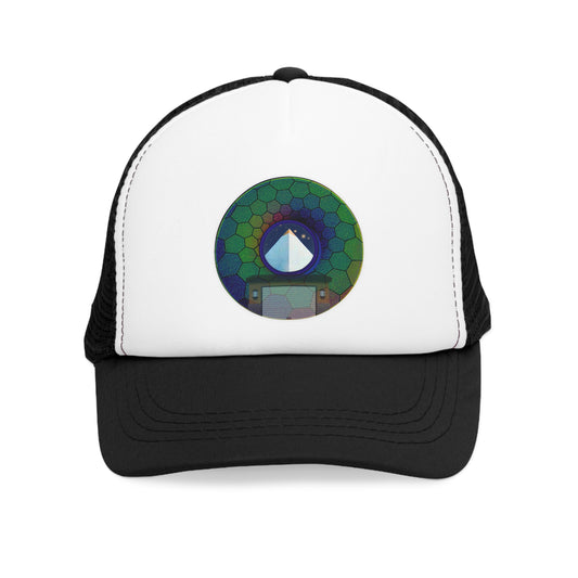 Lumpy Trucker Hat - "Limestone Blocks so Large" - variant 7 - green hexadonut w/2 car garage