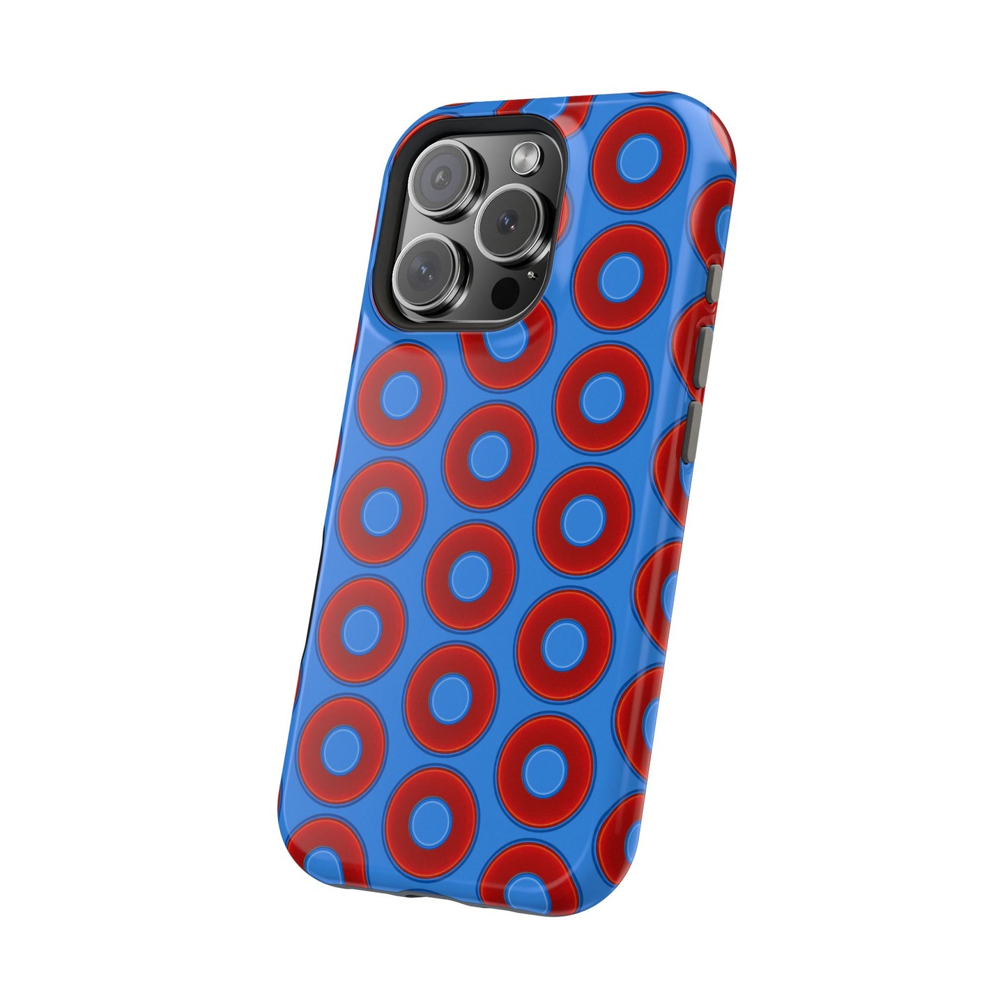 Magnetic Tough Donut Case - red vivid donut print w/light royal blue background