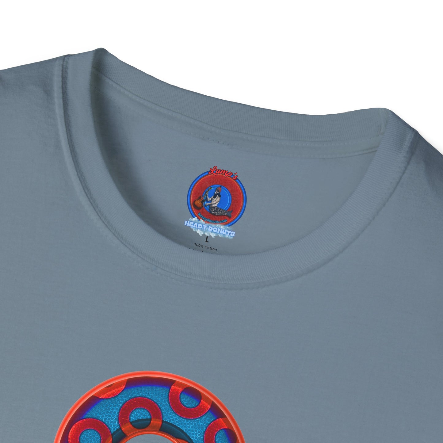 Plain Donuts/Unisex Soft-Style - "Plain Rustic Paradoxical Donuts" - red/light royal blue donuts