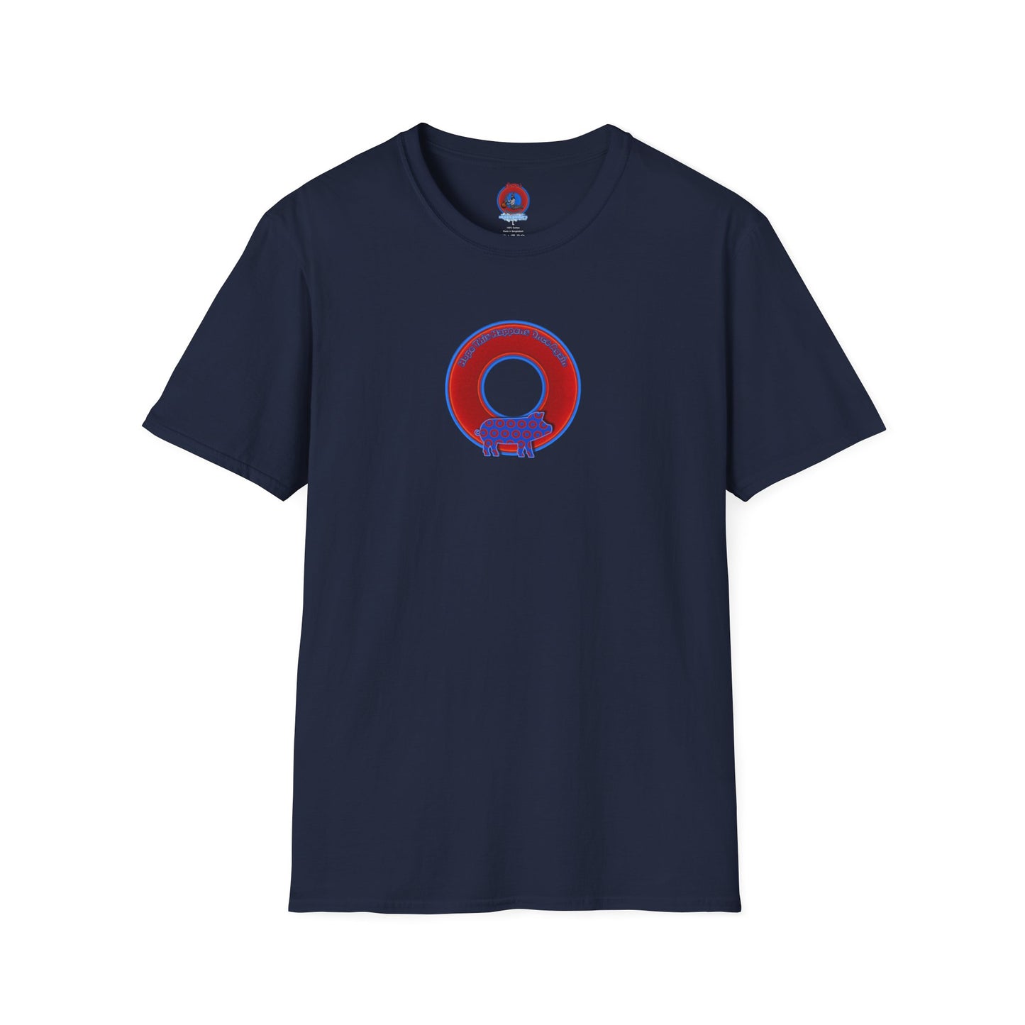 Classic Donut Tee - Unisex Soft-Style - "Guyute's Ugly Donut" - vivid red/blue donut - variant 2