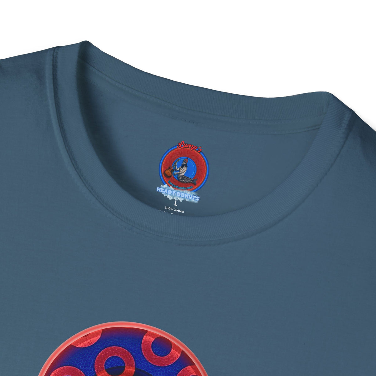 Classic Donut Tee - Unisex Soft-Style - "Kaleidoscope Abyss of Donut" - paradoxical print - variant 2 - series 1.0 - donut vortex - red/blue