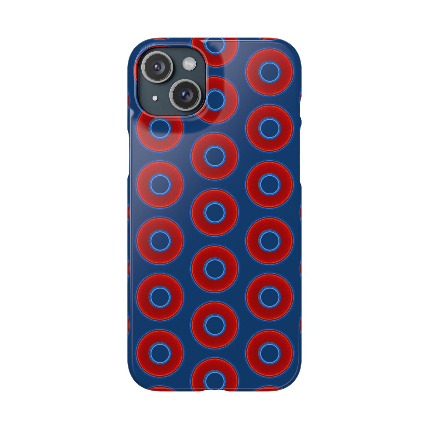 Lumpy Donut Snap Case - red vivid donut print w/Atlantic navy blue background