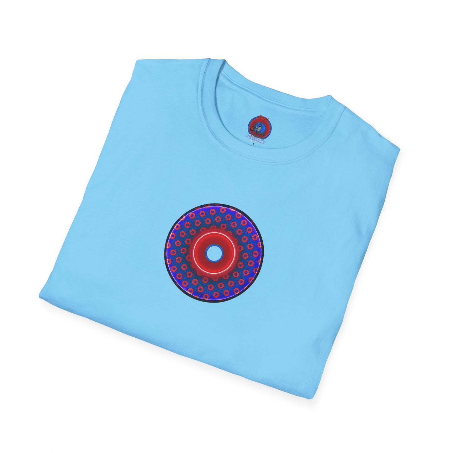 Classic Donut Tee - Unisex Soft-Style - "Vivid Donut inside a Paradox Donut" - blue/red electric paradox donut - variant 1