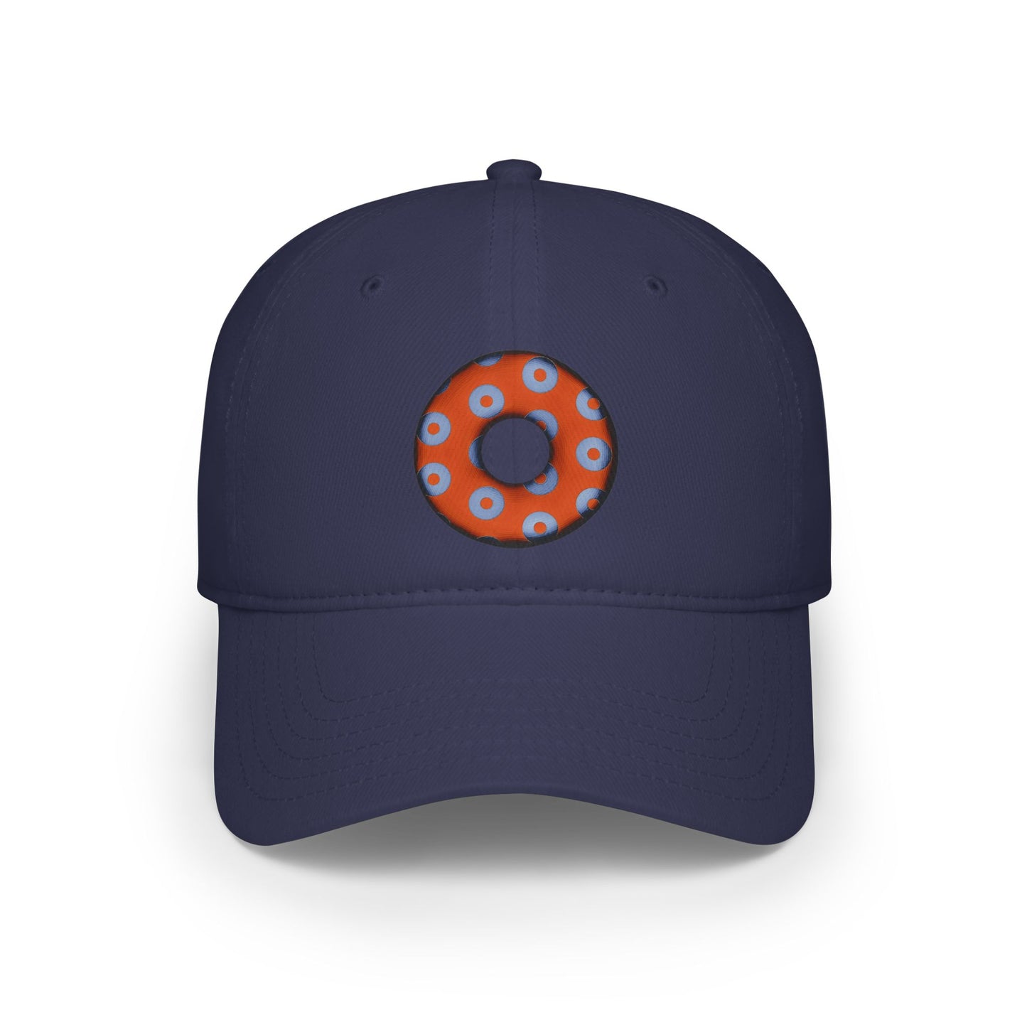 Lumpy Donut Baseball Cap - "Plain [Mary] Jane" - paradoxical orange/light blue blimpy donut w/