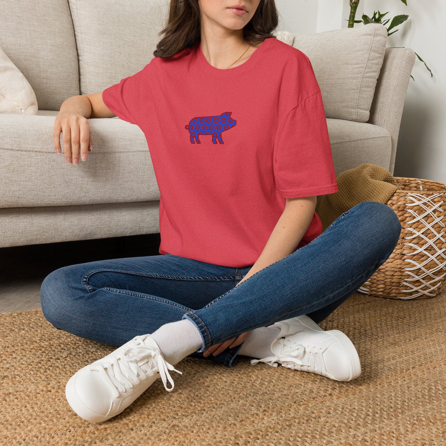 Classic Donut Tee - Unisex Soft-Style - "Guyute's Ugly Donut" - vivid red/blue donut pattern - variant 3